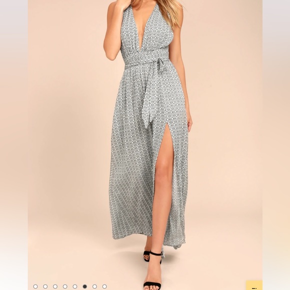 Lulus Casablanca Queen Black and White Print Halter Maxi Dress Size Small - Picture 1 of 5